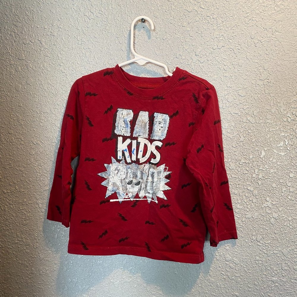 *2/$15* Wonder Kids Boy's Size 4T Rad Kids Rule Long Sleeve Red T Shirt